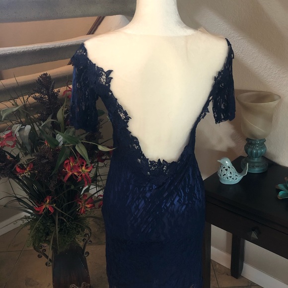 Sheer lace off shoulder special occasion dress. - Picture 3 of 3